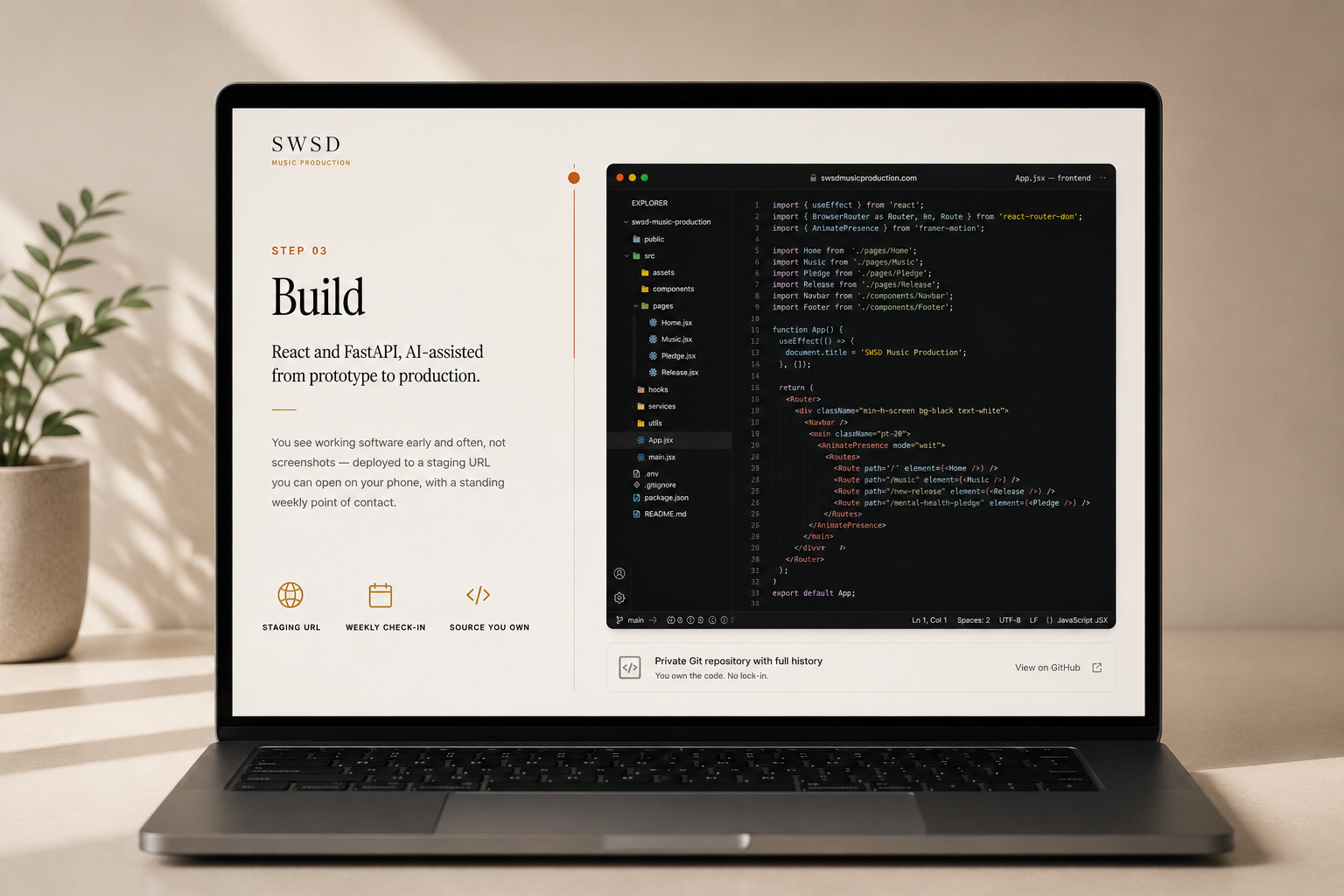 Build — Code, staging build or commit history