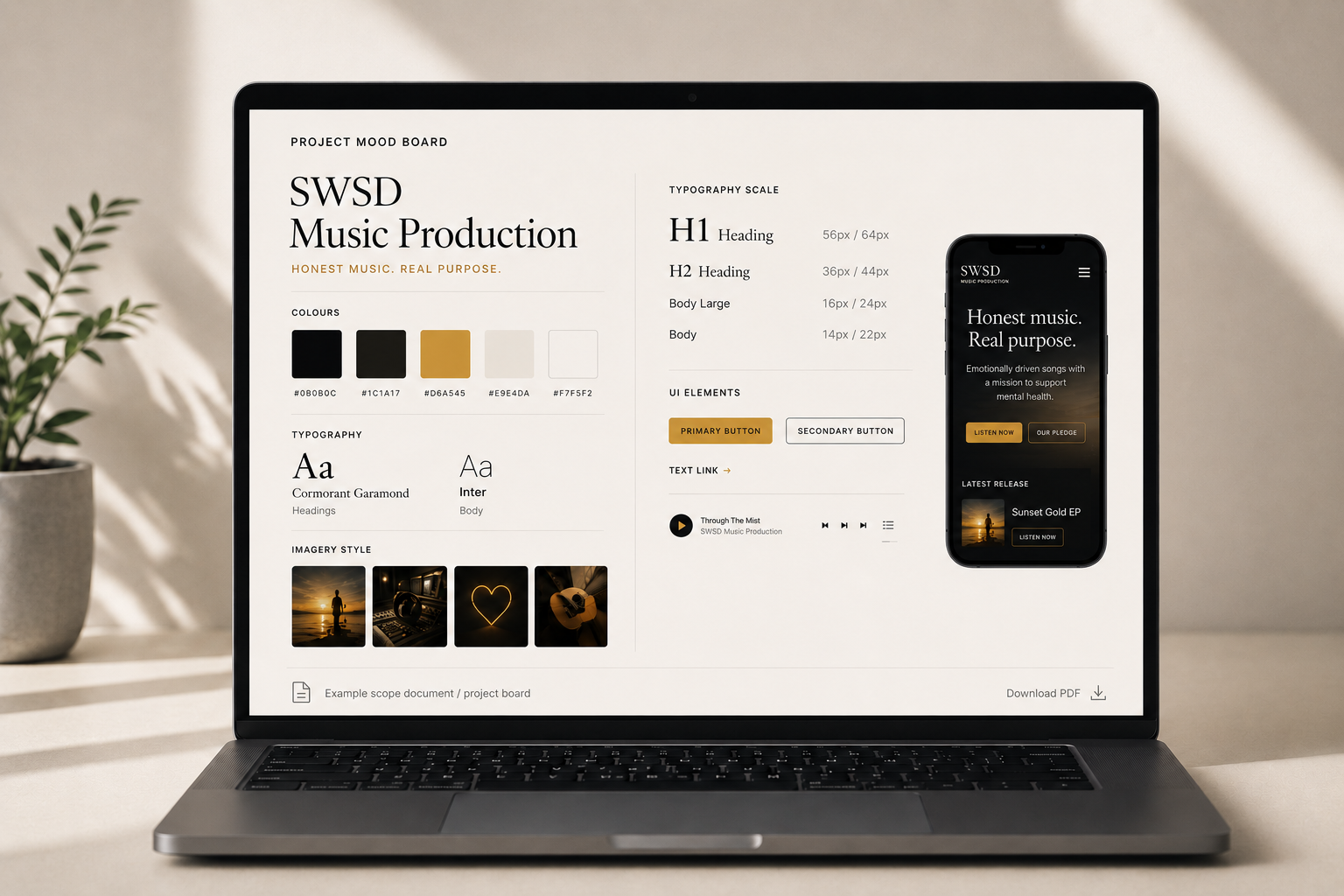 Art direction — Wireframe or mock-up screenshot